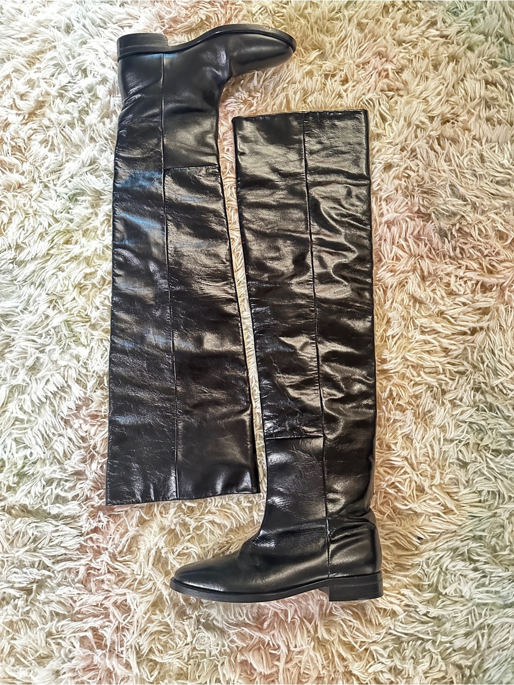 Saint Laurent Black Over-the-Knee Leather Women's Boots Size 36